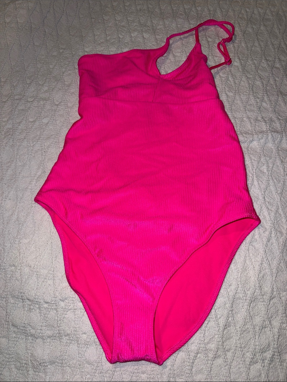 aerie Bright Hot Pink Ribbed One-Piece Swimsuit